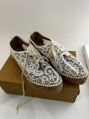 Ateliers Martel Viviana White Lace Espadrille Sneakers – Size 39 – BNIB